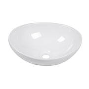 Modern European Style Oval Ceramic Vessel Bathroom Sink in White, 16x13 Inch