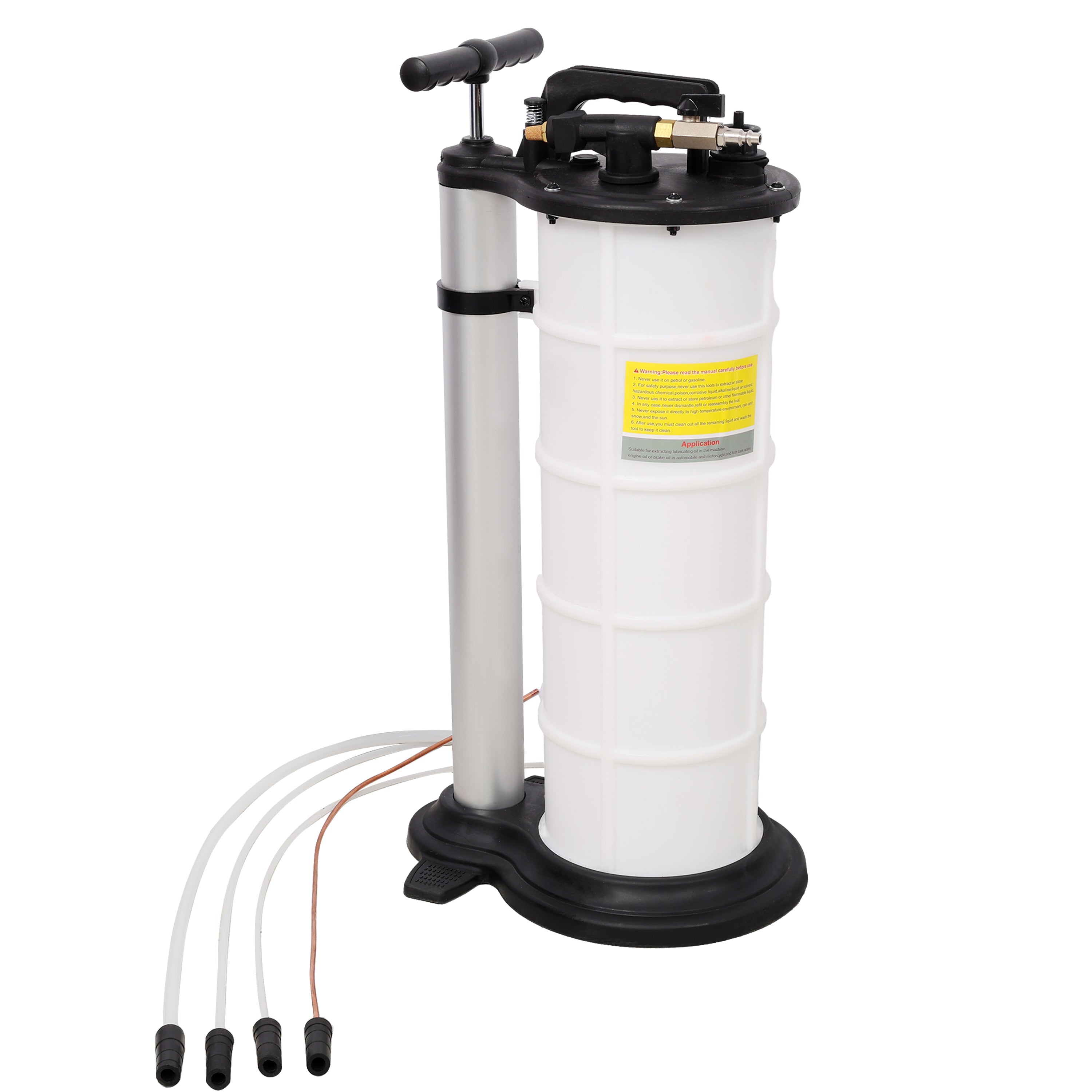 9L Pneumatic/Manual Oil Extractor Pump for Automotive Fluids in White and Black Plastic