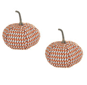 Set of 2, 10.2x10.2x9.5' Fabric Orange Pumpkin, Pumpkin Ornament Decor for Holiday Harvest Festival Fall Festival & Thanksgiving