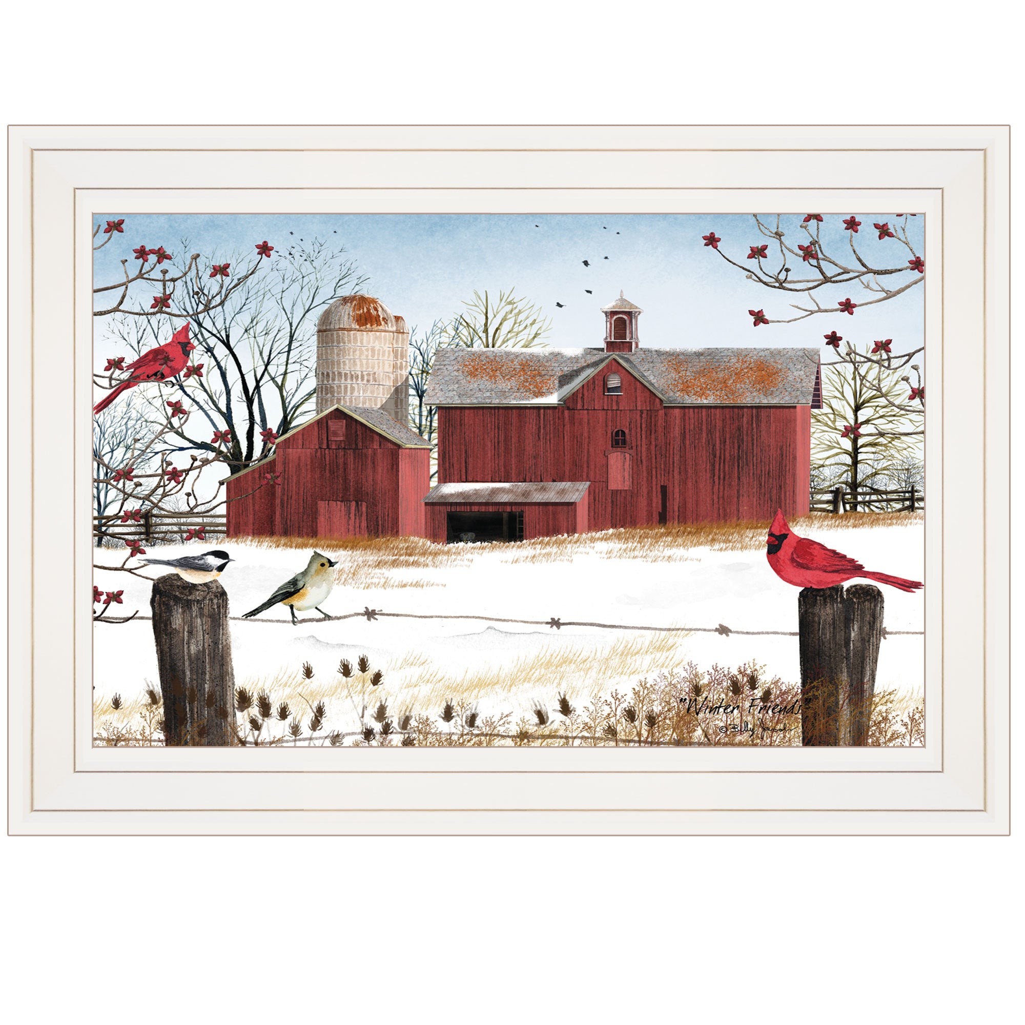'Winter Friends' by Billy Jacobs, Ready to Hang Framed Print, White Frame
