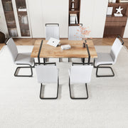 59 ' Dining Table Rural Industrial Rectangular MDF Wood Color Set and PU Armless Dining Chair Set 6. Kitchen Black Metal Table Leg Dining Chair Set