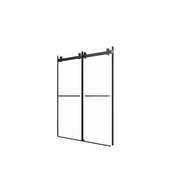 Matte Black Frameless Double Sliding Shower Door with Clear Tempered Glass and Easy Clean Coat, 56-60'W x 76'H