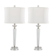 Diamond Torch 25.75' Contemporary Crystal Table Lamp in Clear K9 Crystal with Off-White Linen Shade and Polished Nickel Accents from Grandview Gallery by LumiSource - Set of 2
