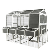 Chicken Coop with Chicken Run, Chicken Coops for 10 Chickens Outdoor with Nesting Boxes , Wooden Walk-in Chicken House with Pull Out Trays , Garden Backyard Cage (95''X80''X83'')