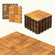 10pcs Interlocking Deck Tiles, Outdoor Patio Flooring, 11.8'x11.8' Interlocking Decking Tile Outdoor All Weather Use, Waterproof Patio Pavers for Pool Balcony Backyard Porch, Golden