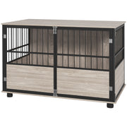 PawHut 39.5' Dog Crate Furniture End Table, Wooden Dog Kennel Indoor Pet House with 3 Doors, for Small to Large Dogs