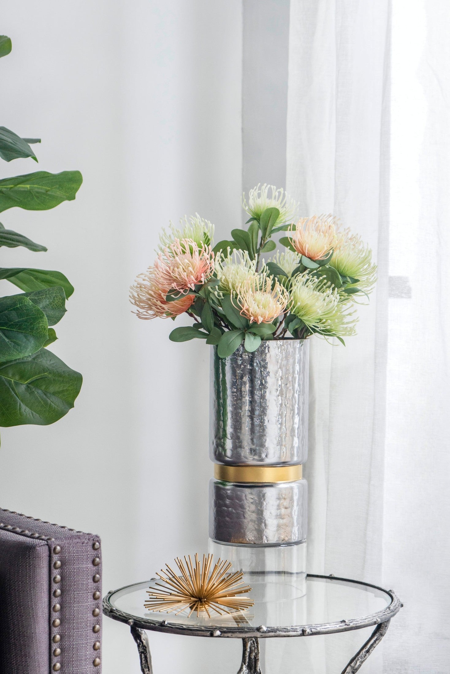 D5.9x15.2' Halloway Silver Candle Holder