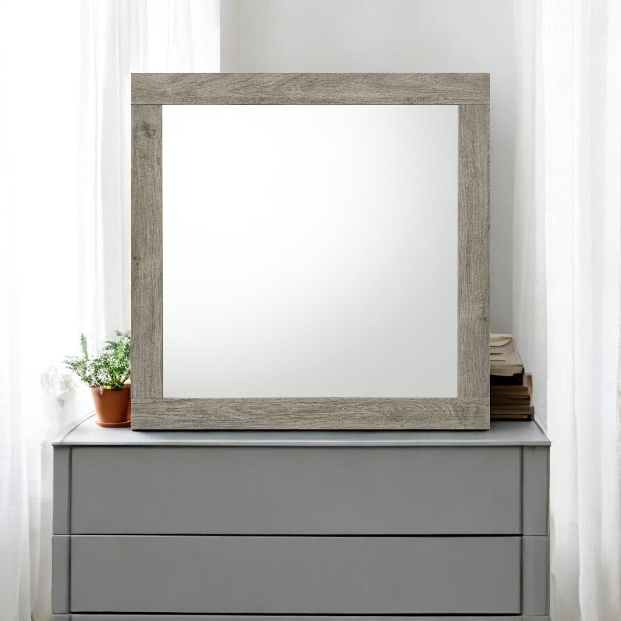 Mari Light Gray Finish Mirror