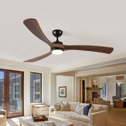 72 Inch Solid Wood Ceiling Fan with Lights and Remote Control Indoor Outdoor Ceiling Fan 3 Wooden Blades Modern Ceiling Fan for Porch Living Room Bedroom