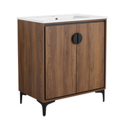 Bathroom Vanity Freestanding Cabinet with Sink Brown Plywood 30 inch