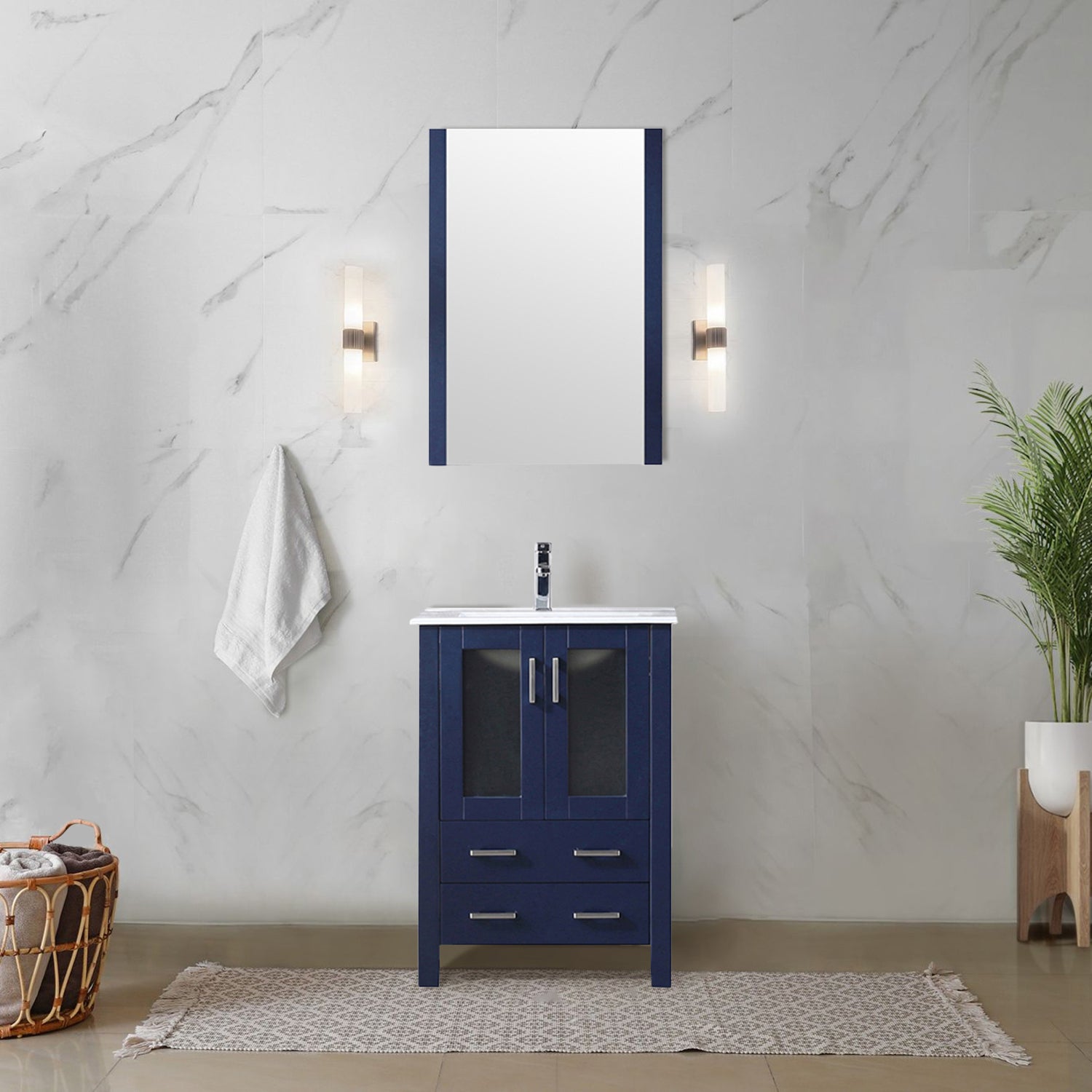 Navy Blue Bath Vanity 24 in. W x 18.25 in. D