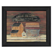 'Hot Bath' By Pam Britton, Printed Wall Art, Ready To Hang Framed Poster, Black Frame