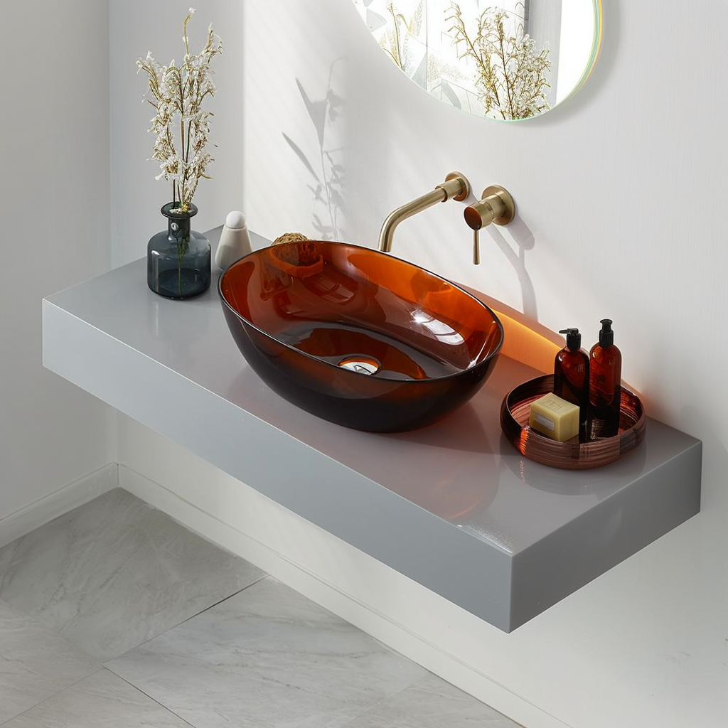 Vessel Sink Resin Bathroom Sink Modern Art Sink 25C62-brown