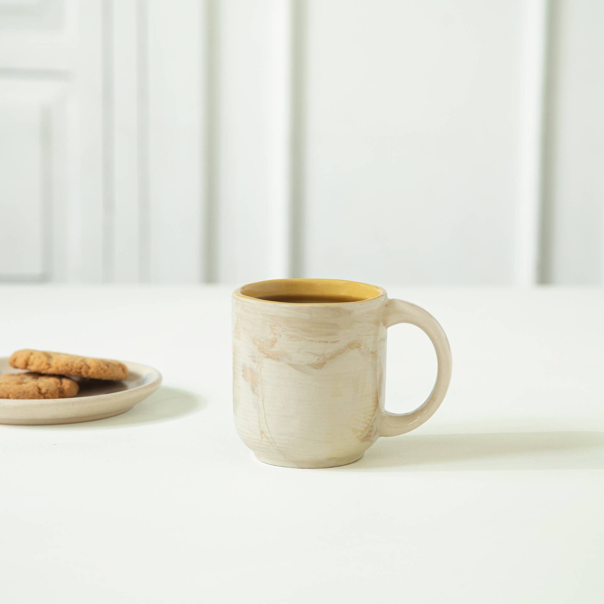 Handcrafted 7oz Beige Ceramic Coffee Mug – Stylish & Compact for Your Favorite Brew