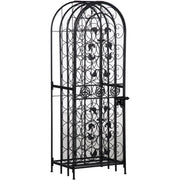 HOMCOM 45 Bottle Wrought Iron Wine Rack Jail with Lock - Black
