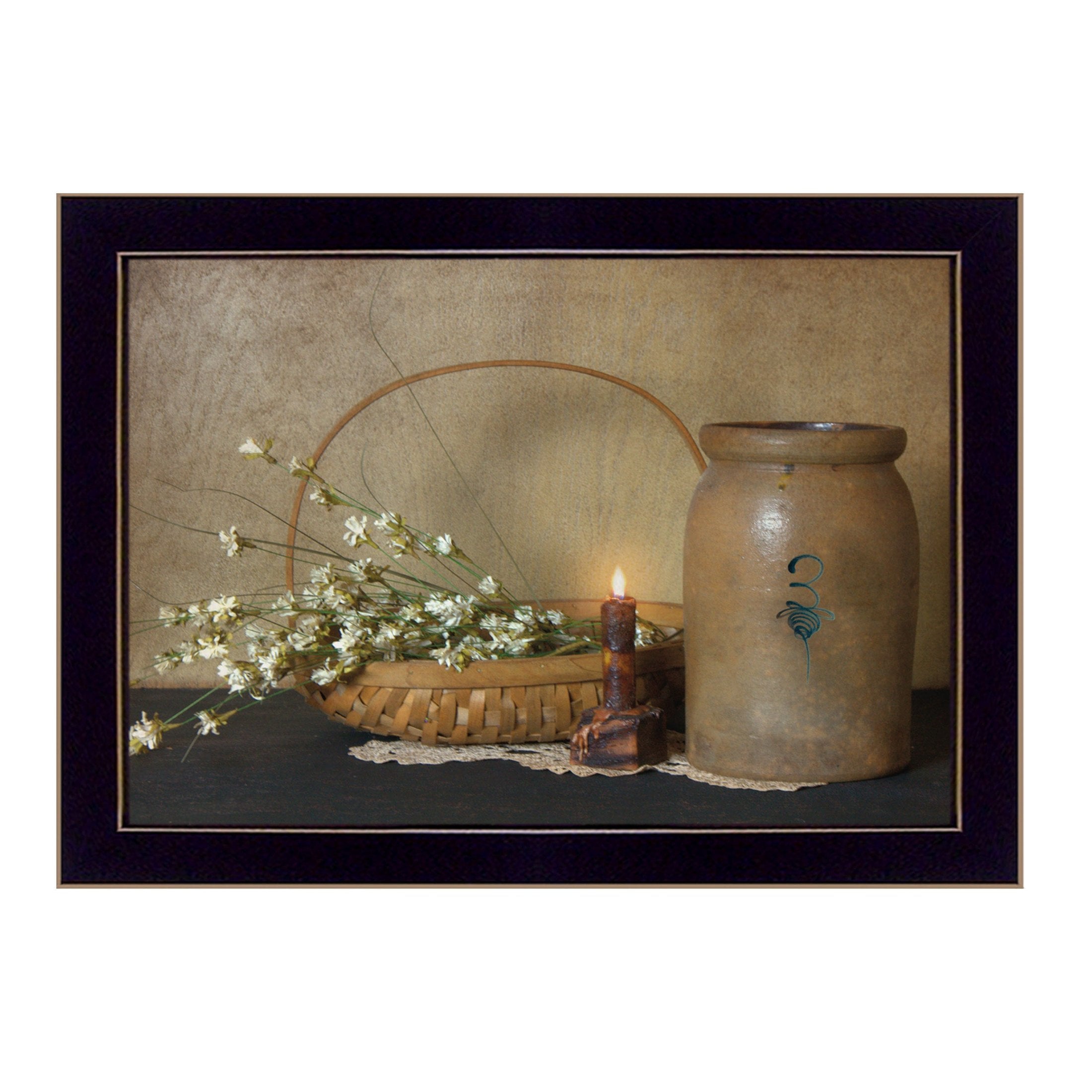 'Basket of Flowers' by Artisan Susie Boyer, Ready to Hang Framed Print, Black Frame
