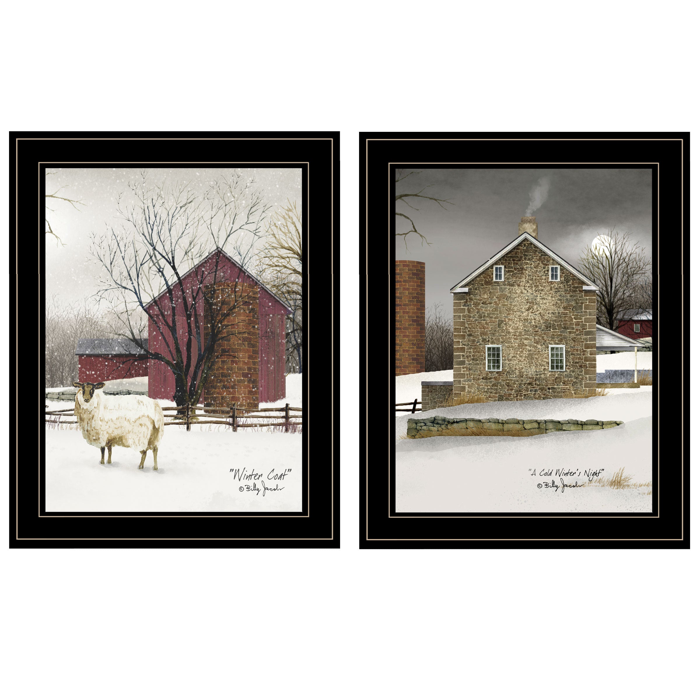 'Cold Winter' 2-Piece Vignette by Billy Jacobs, Black Frame
