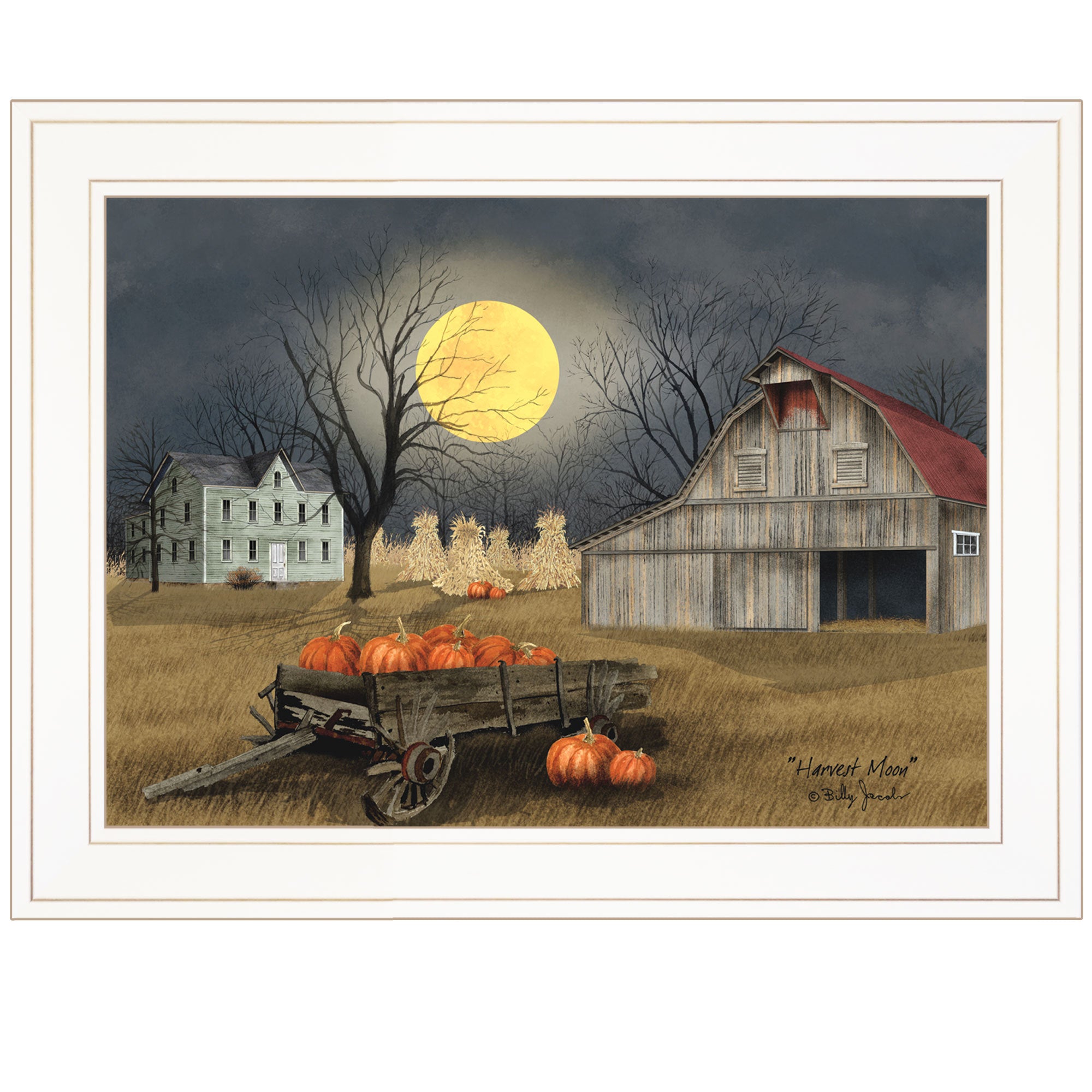 'Harvest Moon' By Billy Jacobs, Ready to Hang Framed Print, White Frame