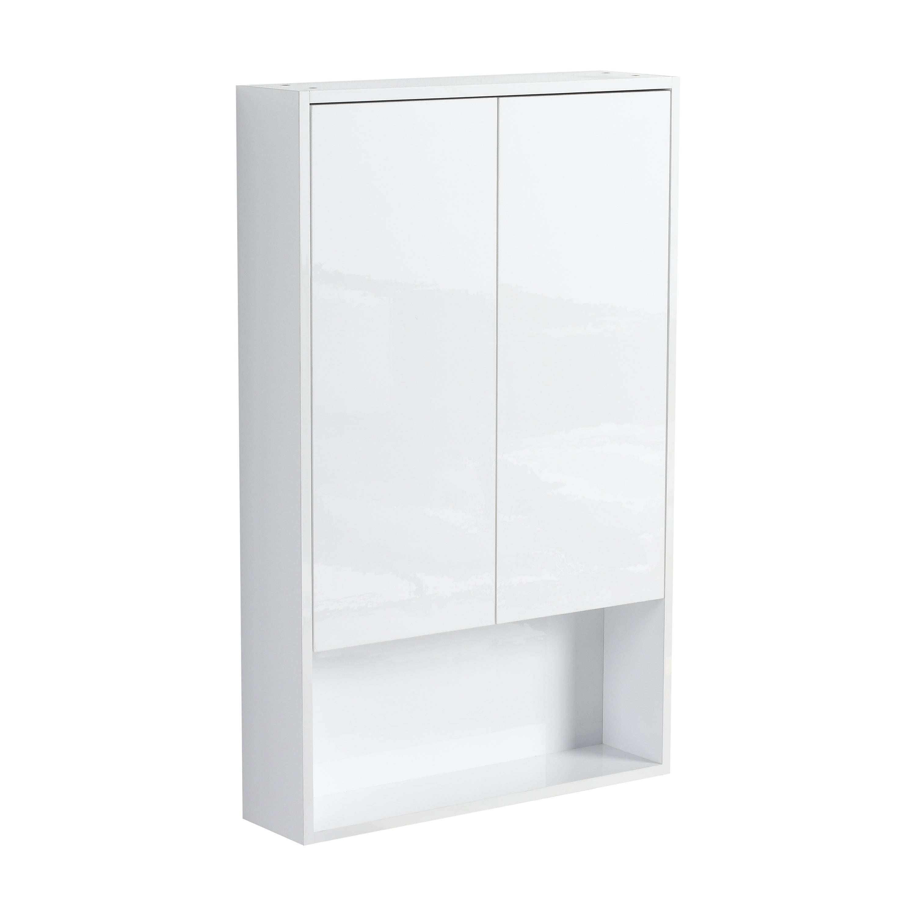 24' Bathroom Wall Cabinet, Soft Close Doors, Float Mounting Design,Glossy White,(KD-Packing)