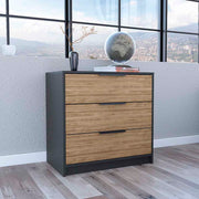 Dresser 27'H, 3 Drawers Dresser, Superior Top, Black / Light Oak