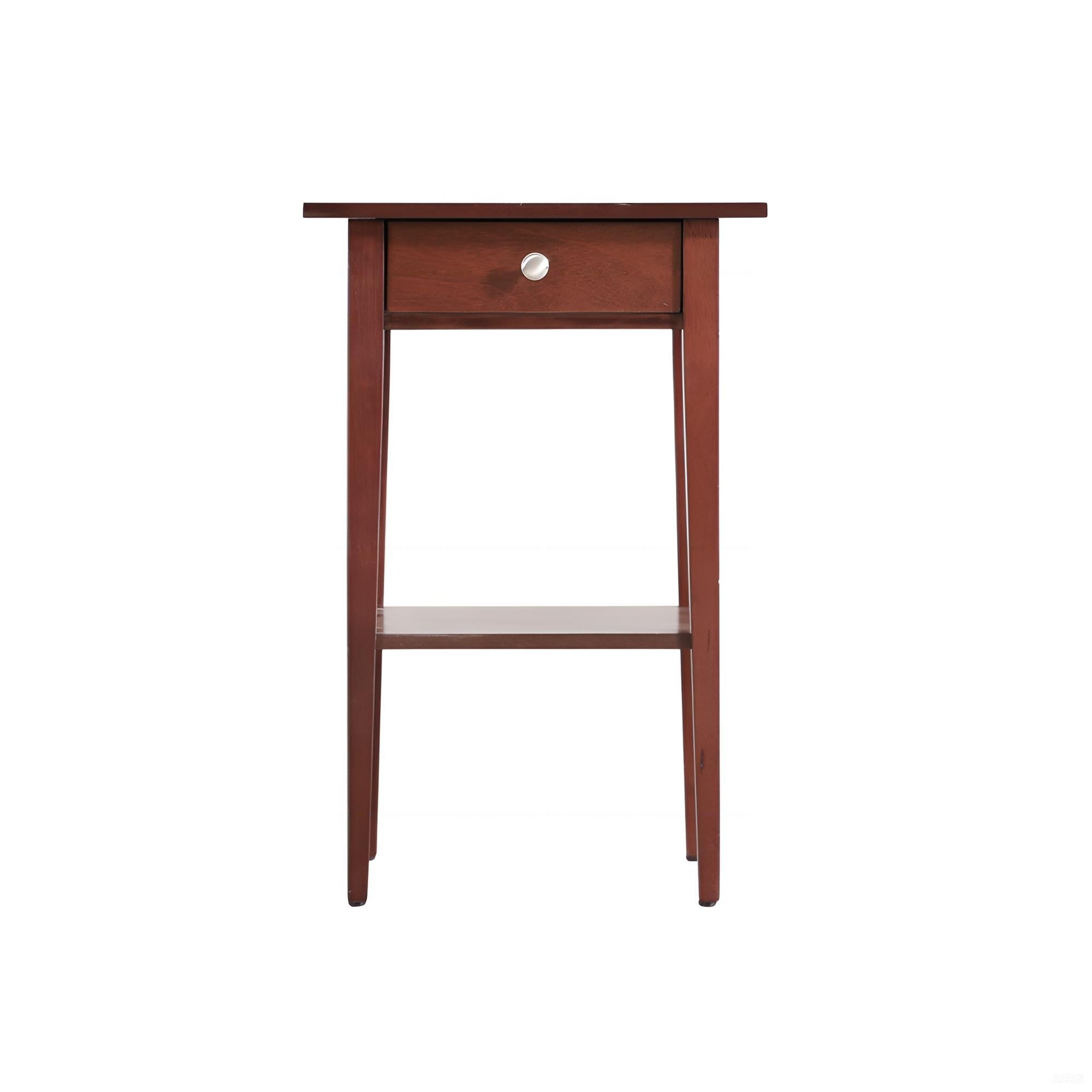 Charming Contemporary Nightstand with Spacious Drawer in Cherry Finish Particle Board, 18x14x28 Inches