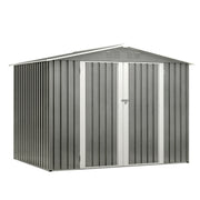 8 x 6 FT Outdoor Waterproof Garden Tool Storage Sheds with Metal Foundation with Floor Frame, Tool Shed with Lockable Hinged Doors & Air Vents, Storage House Waterproof for Backyard, Lawn, Gray