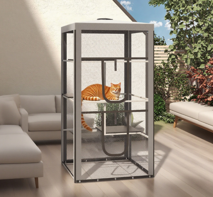 Cat House Cat House Kitten Enclosure Mesh Playpen Steel Frame