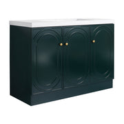 Modern 48' Freestanding Bathroom Vanity with White Resin Sink & 3 Soft-Close Cabinet Doors in Dark Green Plywood