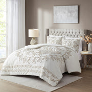 Full/Queen 3 Piece Tufted Cotton Chenille Duvet Cover Set