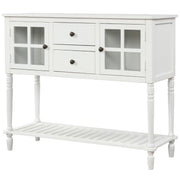Hearth & Haven Stella Buffet Storage Cabinet with Bottom Shelf, White