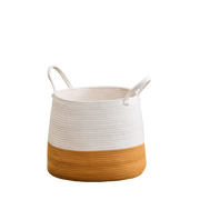 Francis Cotton Round White Orange Laundry and Storage Basket