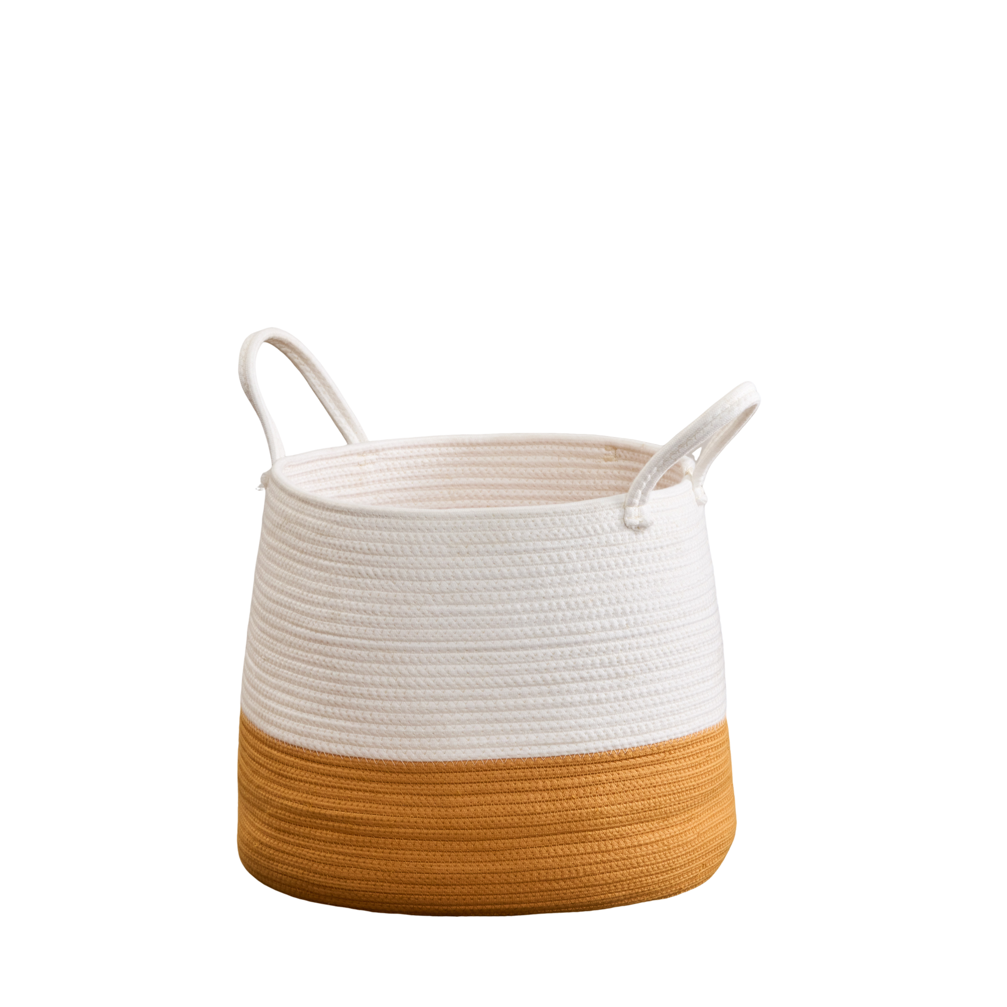 Francis Cotton Round White Orange Laundry and Storage Basket