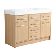 Original Oak 48' Freestanding Bathroom Vanity with Resin Sink, Soft-Closing Doors and Drawers, Plywood Construction