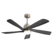 Modern 52 Inch Ceiling Fan with Dimmable LED Light, 5 Solid Wood Blades, Remote Control, Reversible DC Motor, Smart APP Control