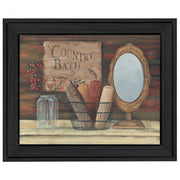 'Country Bath' By Pam Britton, Printed Wall Art, Ready To Hang Framed Poster, Black Frame