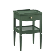 Foley Vintage Green 1-Drawer Nightstand with Gold Accents, Solid Wood and MDF Construction, Mid-Century Design in Antique Green