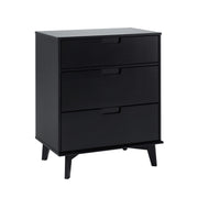 Mid-Century Modern 3-Drawer Dresser with Ample Storage in Black Solid Wood