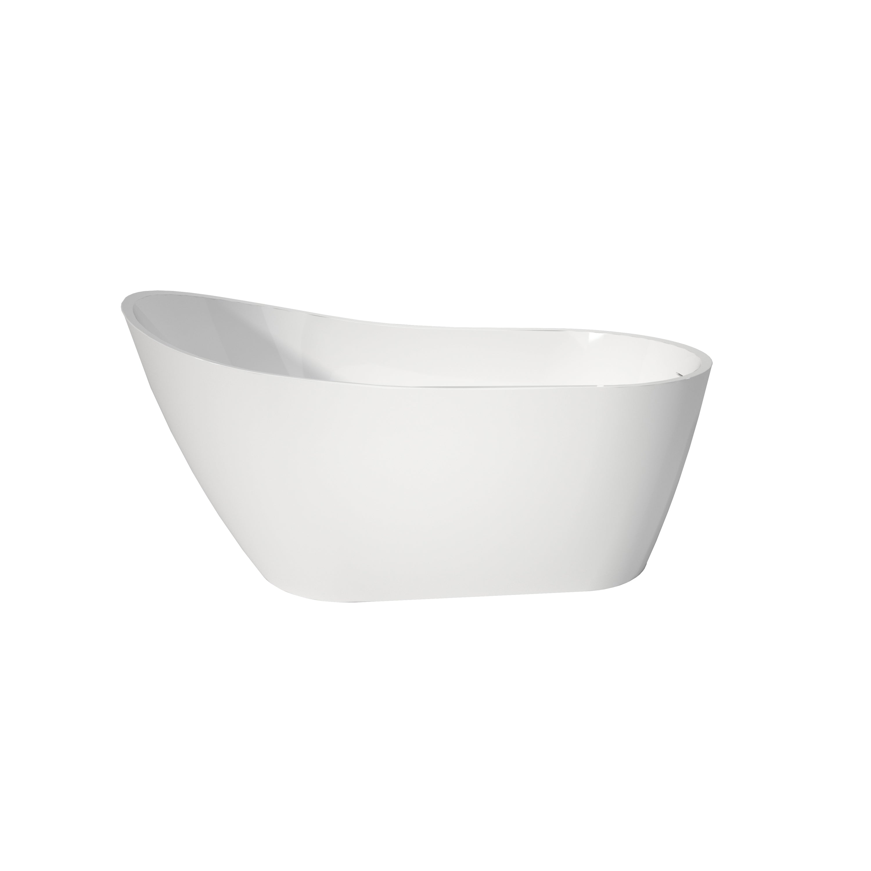 Premium High-back Acrylic Free Standing Bath tubs,Oval-Shape  Stand Alone White Soaker Tub(59×32 Inch)