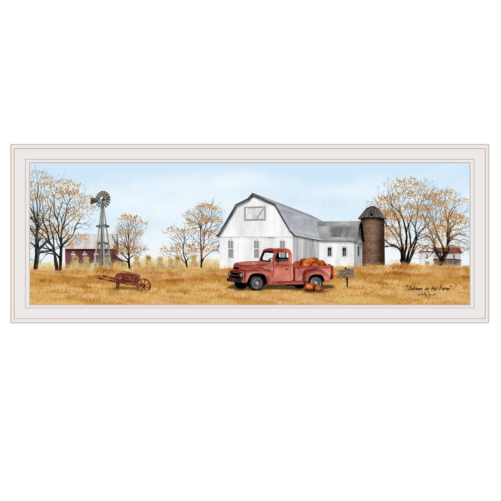 'Autumn on Farm' by Billy Jacobs, Ready to Hang Framed Print, White Frame