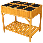 Raised Garden Bed with Legs, Wooden Elevated Planter Box with 8 Grids Divider & Protective Liner, Standing Garden Planter Bed for Vegetables Flowers Herbs on Deck Patio Backyard
