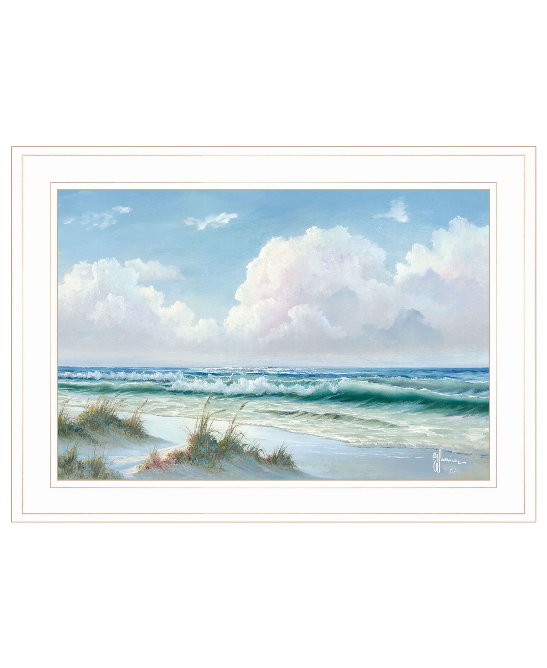 'Beach' by Georgia Janisse , Ready to Hang Framed Print, White Frame