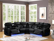 Fortuner Modern Style power recliner sectional with Bluetooth speaker and LED made with wood & metal, Massage Function Included -Black (CA Inventory)