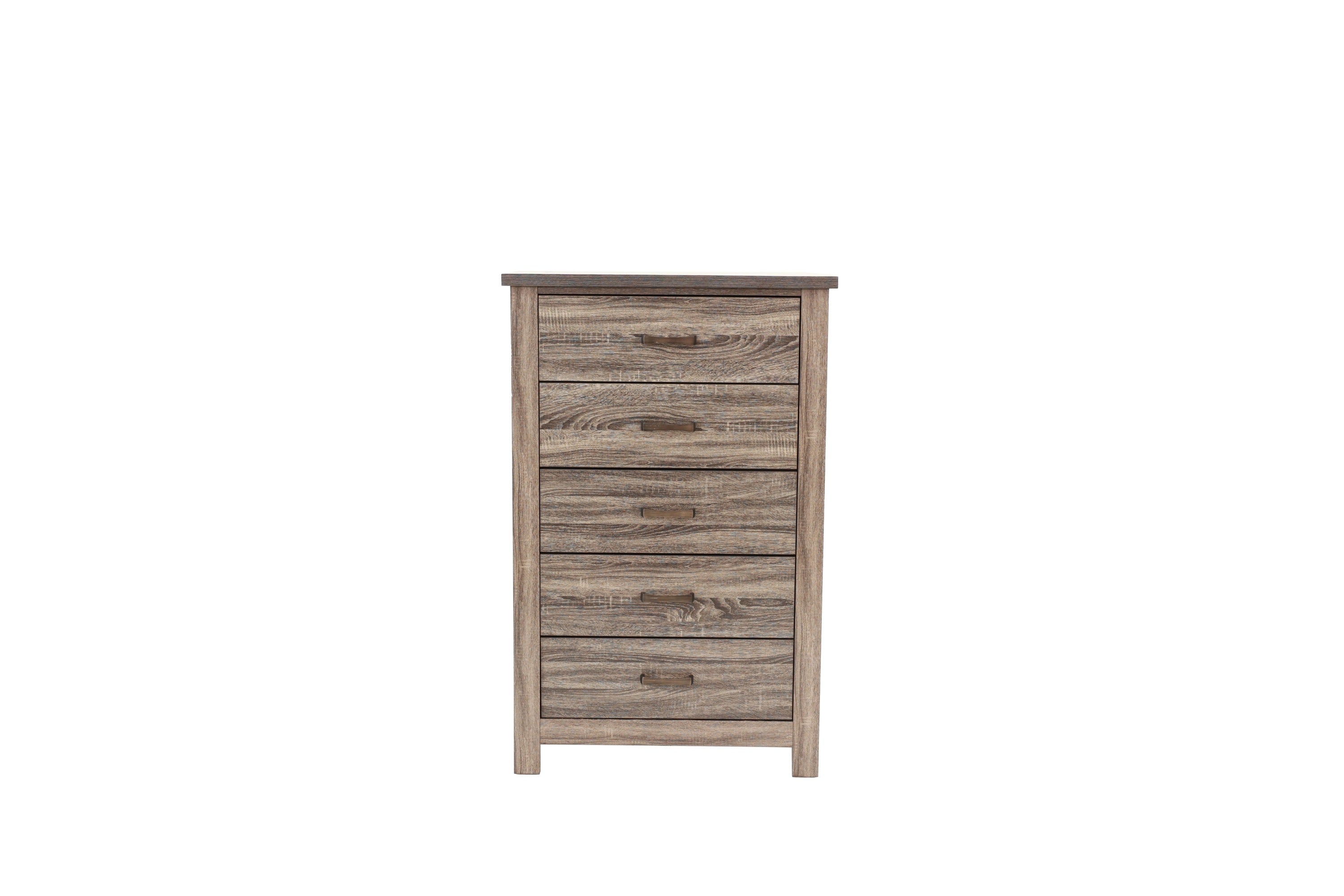 Natural Finish Striking Wooden 1pc Chest Of Drawers Storage Bedroom Furniture Rustic Gray Oak / Brown Finish