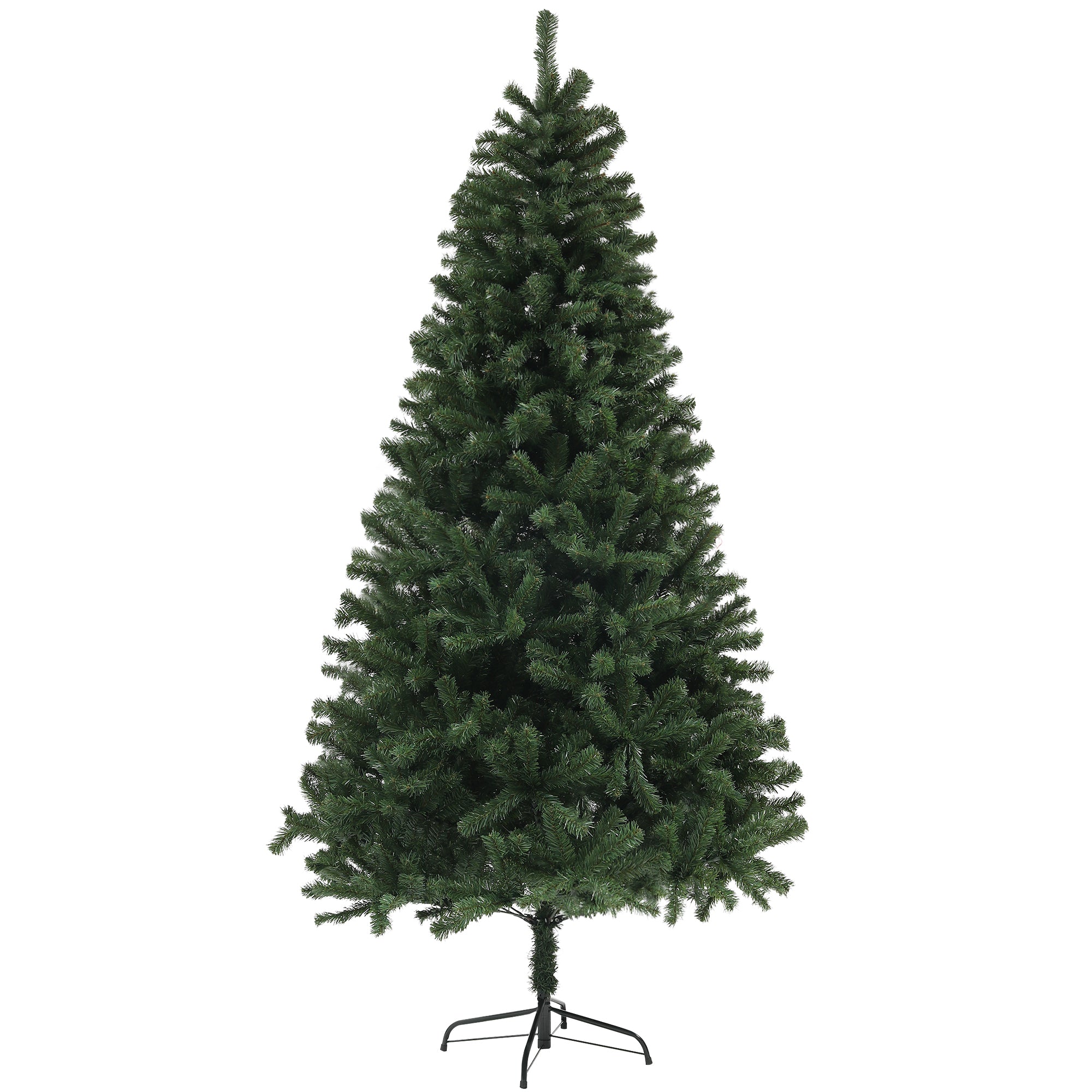 HOMCOM 7.5ft Artificial Christmas Tree, Xmas Tree with 1346 Branch Tips, Auto Open, Holiday Décor with Steel Base for Home Office, Green