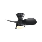 23 Inch Bedroom Ceiling Fan With 3 ABS Blades Remote Control DC Motor Black With 18W Led Light