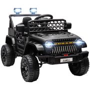 Qaba 12V Ride On Truck, Battery Powered Kids Electric Car UTV with 4 Suspension Wheels, Remote Control, 3 Speeds, LED Headlights, Horn, USB Music, Black
