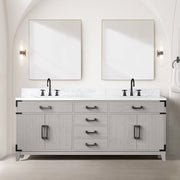White Oak Double Bath Vanity 80 in. W x 22 in. D, with Carrara Marble Top