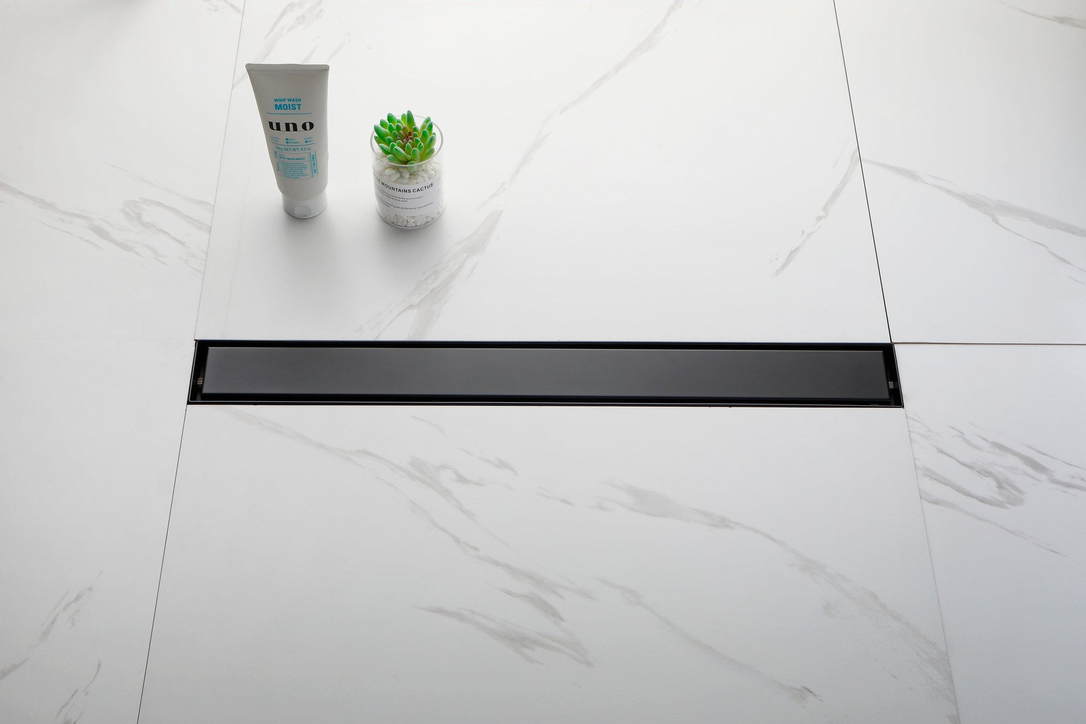 24 Inch Linear Shower Drain with Removable Cover, 304 Stainless Steel Shower Floor Drain with Hair Strainer and Leveling Feet