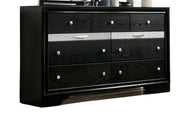 Contemporary 1pc Dresser Hidden Jewelry Drawer English Dovetail Silver Accents Round Knobs Black Color Bedroom Furniture