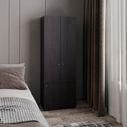 Home 3 Door Closet System with Five Interior Shelves for Clothes and Shoes Organizer, Bedroom Freestanding Storage, Utility Room or Laundry Room Furniture